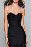 Black and White Mermaid Sweetheart Long Formal Dress with Ruffles