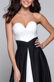 Black and White Patchwork Sweetheart Long Formal Dress