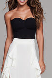 Black and White Sweetheart Sheath Long Formal Dress with Ruffles