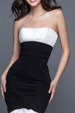 Black and White Sweetheart Mermaid Ruffled Long Formal Dress