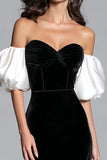 Black and White Mermaid Velvet Corset Long Formal Dress