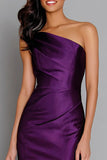 Purple One Shoulder Satin Mermaid Long Formal Dress