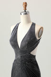 Sparkly Black V-Neck Tight Short Homecoming Dress with Beading