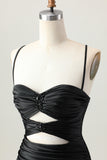 Sparkly Black Cut Out Tight Short Homecoming Dress with Rhinestone