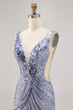 Sparkly Lilac V-Neck Tight Short Beaded Homecoming Dress