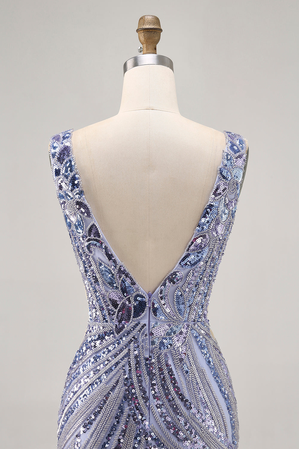 Sparkly Lilac V-Neck Tight Short Beaded Homecoming Dress