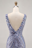 Sparkly Lilac V-Neck Tight Short Beaded Homecoming Dress