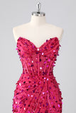 Sparkly Red Corset Sequins Strapless Short Homecoming Dress
