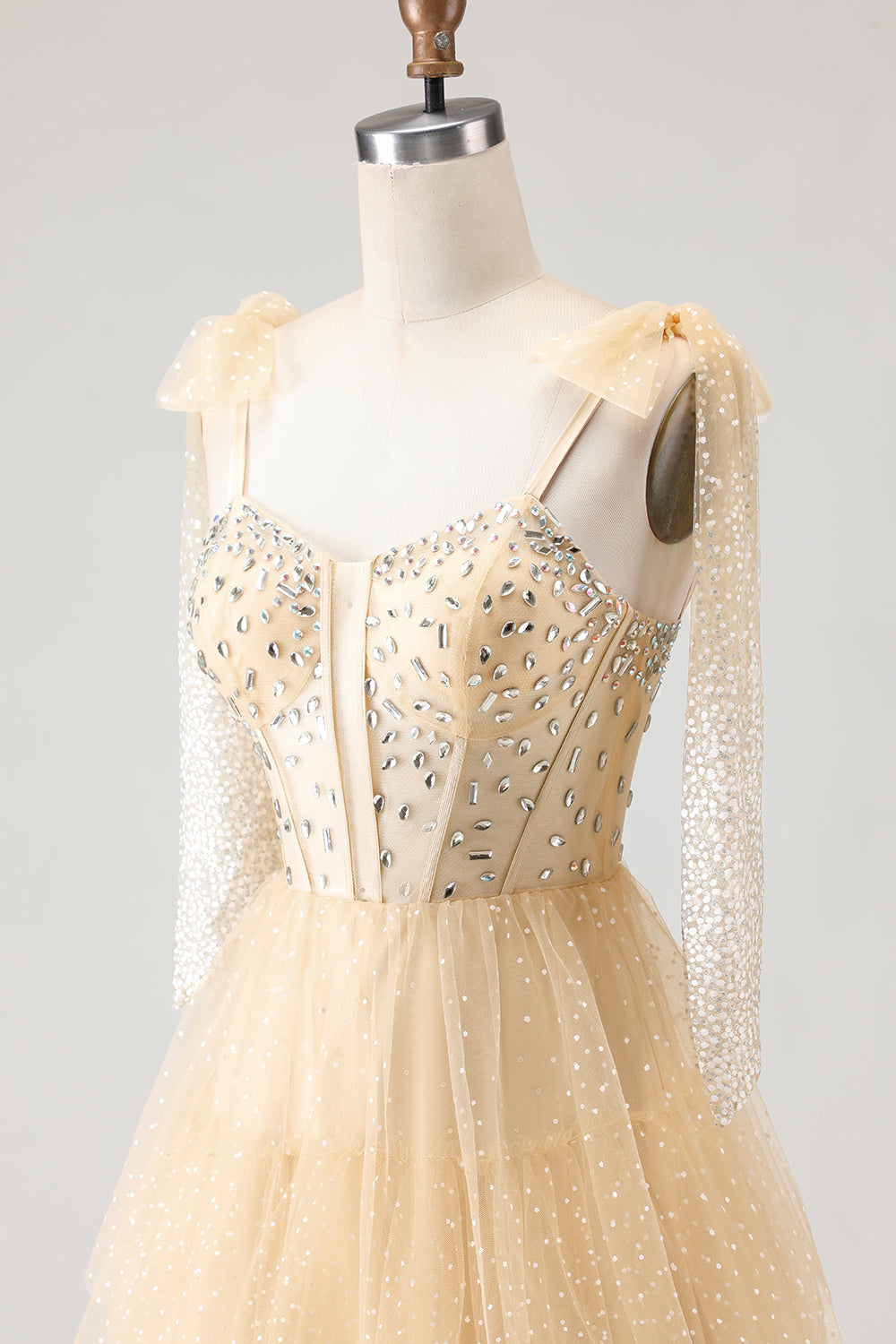 Zapakasa Women Sparkly Apricot Polka Dots Tiered Long Corset Prom Dress with Bows A Line Tulle Beaded Spaghetti Straps Lace Up Back Pageant Dress with Ruffles Zapakasa Women Sparkly Apricot Polka Dots Tiered Long Corset Prom Dress with Bows A Line Tulle Beaded Spaghetti Straps Lace Up Back Pageant Dress with Ruffles
