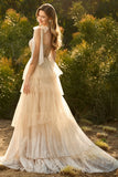 Sparkly Pink Tulle Polka Dots Tiered Long Corset Prom Dress with Beading