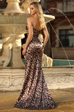 Coffee Leopard Sweetheart Satin Mermaid Long Corset Prom Dress with Slit