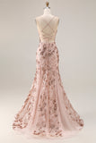 Sparkly Floral Burgundy Mermaid Sequins Long Prom Dress with Beading