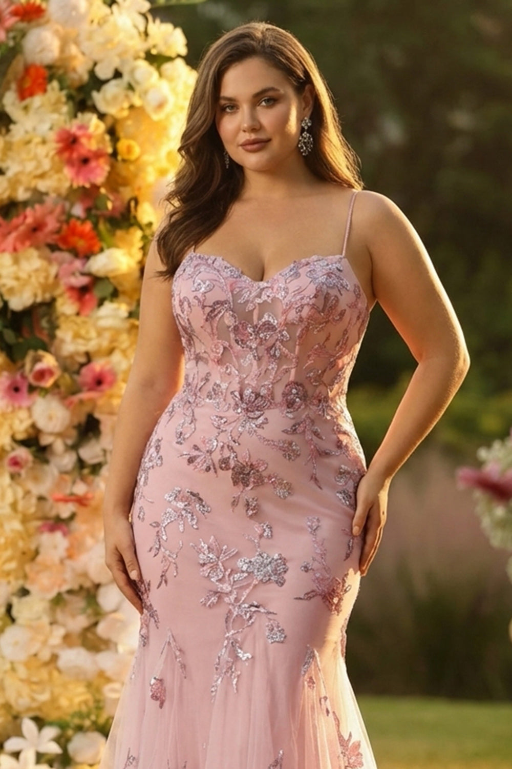 Zapakasa Women Sparkly Floral Blush Plus Size Mermaid Appliqued Long Corset Prom Dress Spaghetti Straps Mermaid Lace Up Back Formal Dress Zapakasa Women Sparkly Floral Blush Plus Size Mermaid Appliqued Long Corset Prom Dress Spaghetti Straps Mermaid Lace Up Back Formal Dress