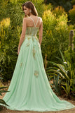 Sparkly Floral Pink A-Line Long Corset Prom Dress with Beading