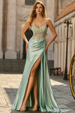 Sparkly Pink Floral Satin Mermaid Long Corset Prom Dress with Sequin