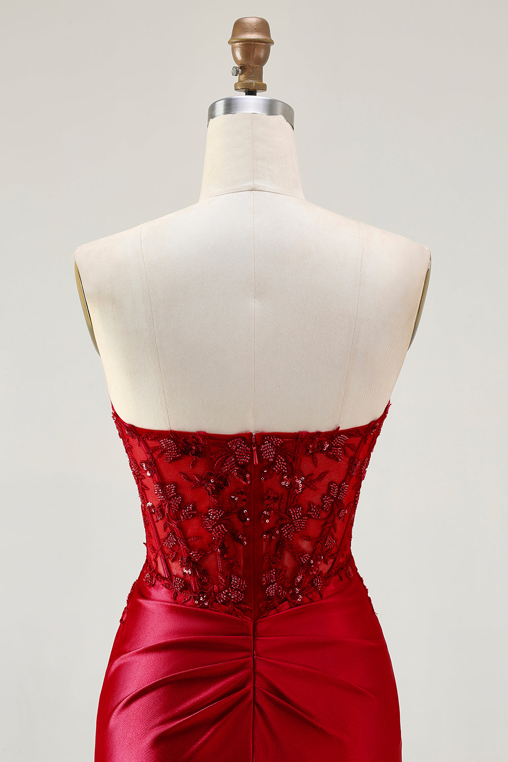 Zapakasa Women Sparkly Red Mermaid Corset Long Prom Dress with Slit Appliqued Strapless Beaded Evening Dress Zapakasa Women Sparkly Red Mermaid Corset Long Prom Dress with Slit Appliqued Strapless Beaded Evening Dress