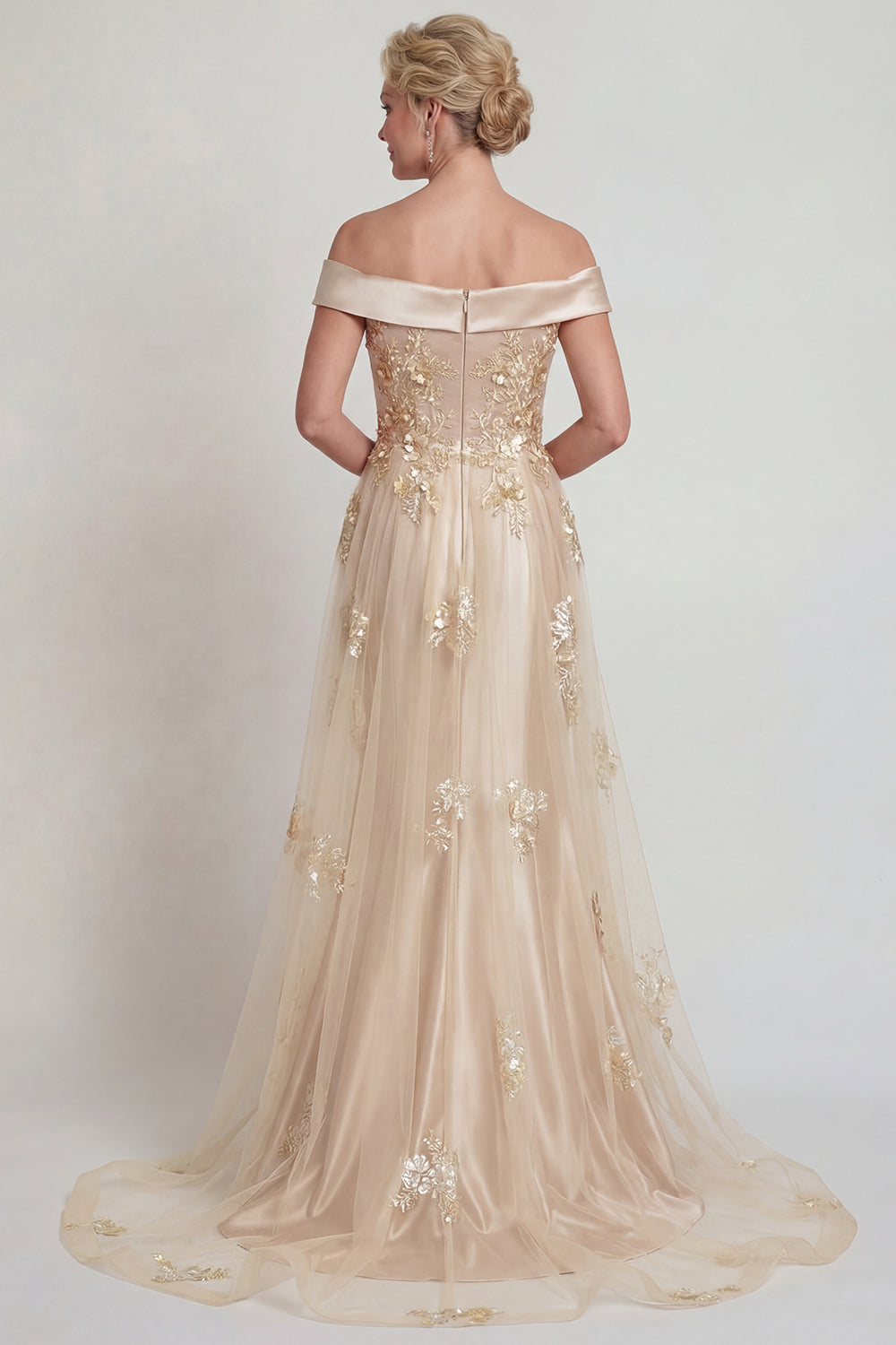Floral Grey Blue Off the Shoulder Mermaid Long Prom Dress with Cape