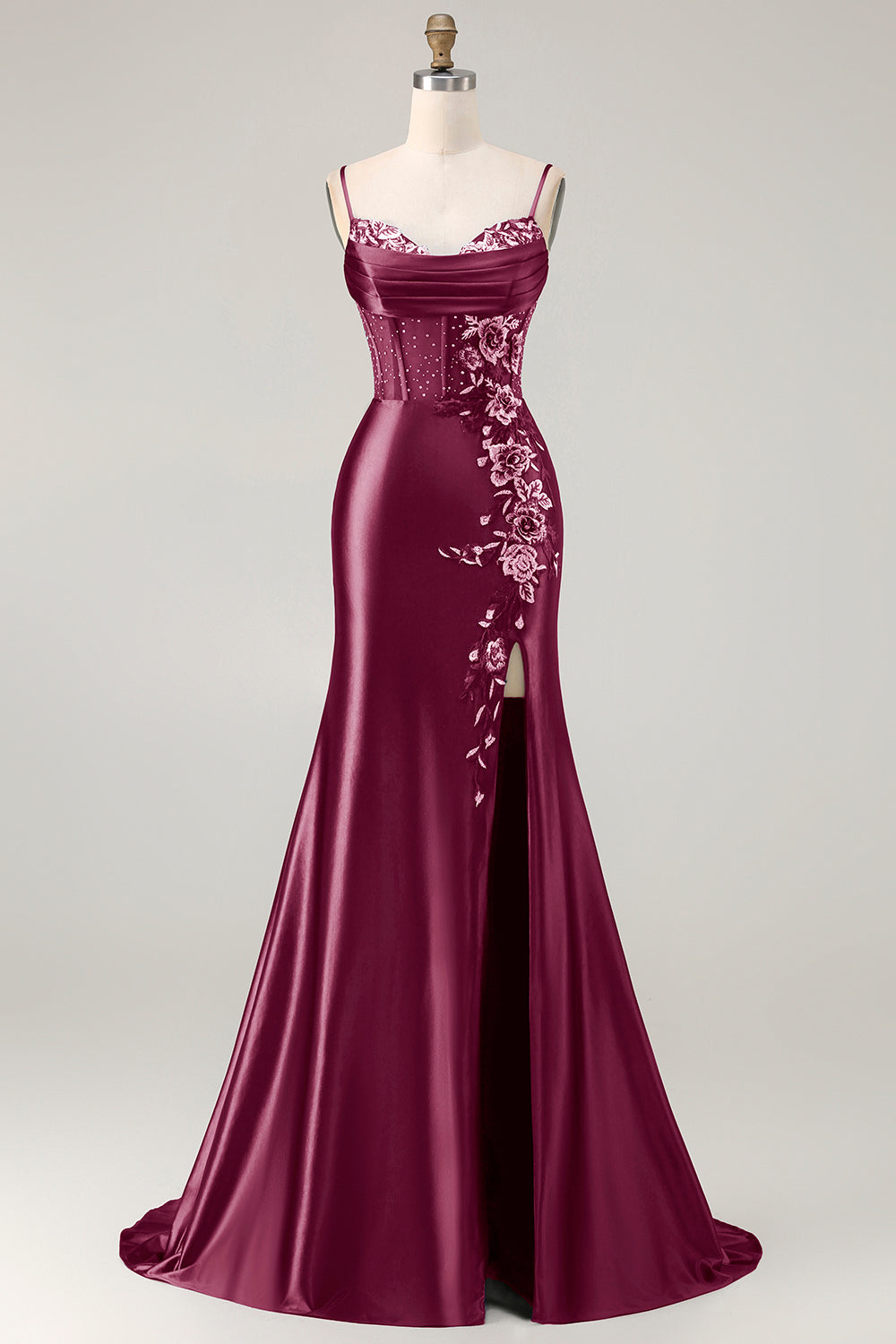 sachin and babi light blue dress Satin Draped Corset Bodice Long Prom Dress – The Dress Outlet main image 1