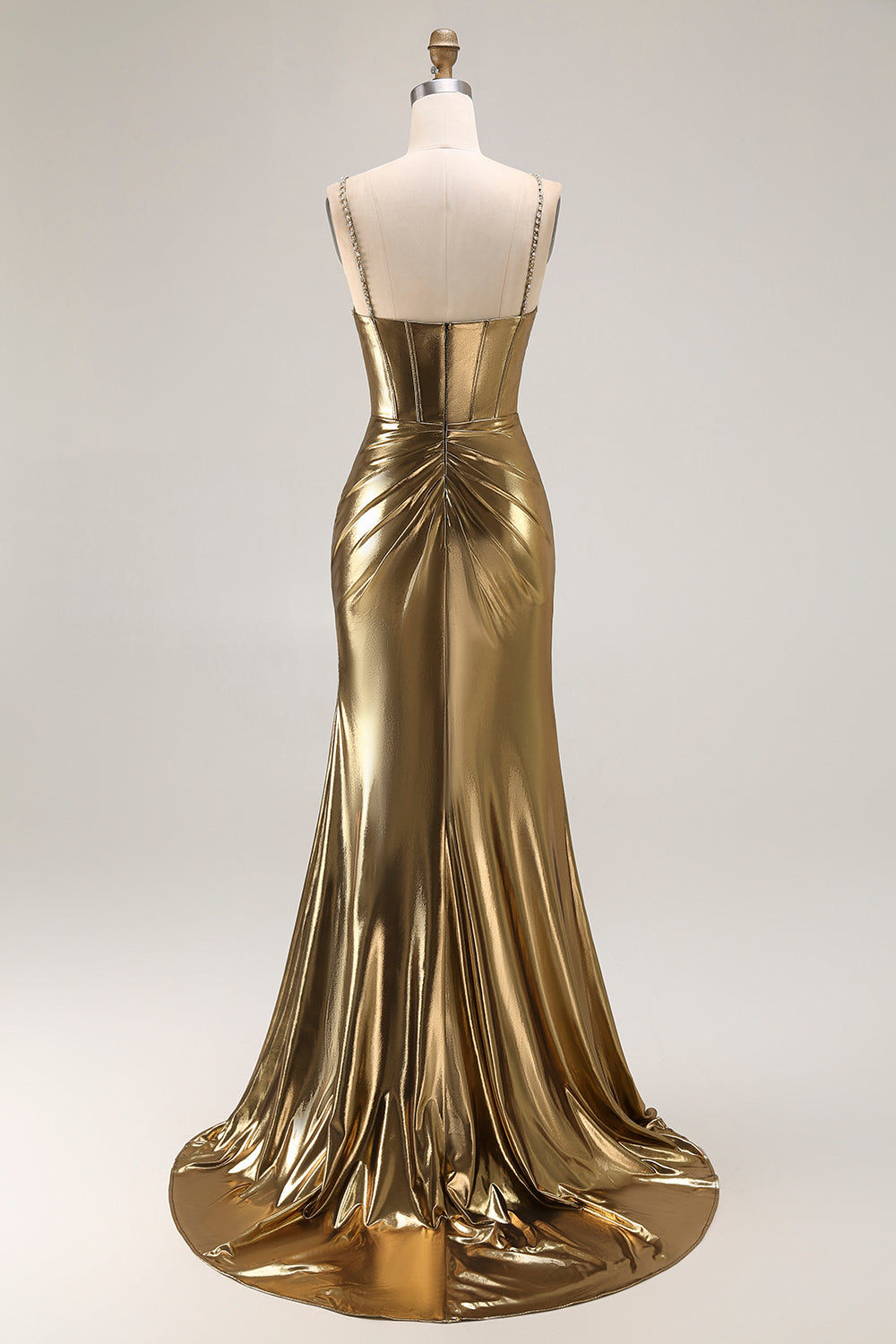 Zapaka Women Metallic Golden Beaded Prom Dress Corset Mermaid Long Evening Dress with Slit, Golden / US16W Zapaka Women Metallic Golden Beaded Prom Dress Corset Mermaid Long Evening Dress with Slit, Golden / US16W