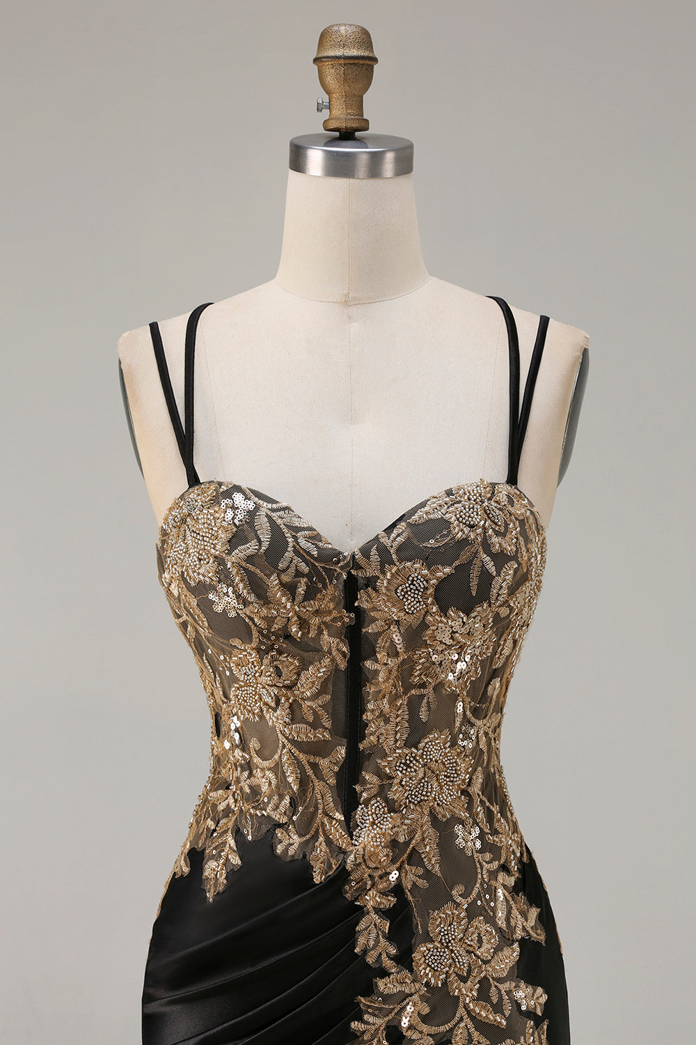 Sparkly Floral Dark Green Satin Mermaid Long Corset Prom Dress with Slit