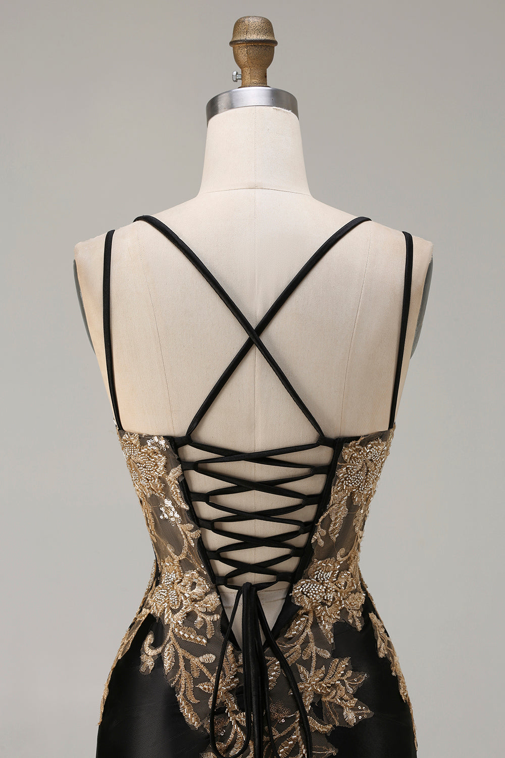 Sparkly Floral Dark Green Satin Mermaid Long Corset Prom Dress with Slit