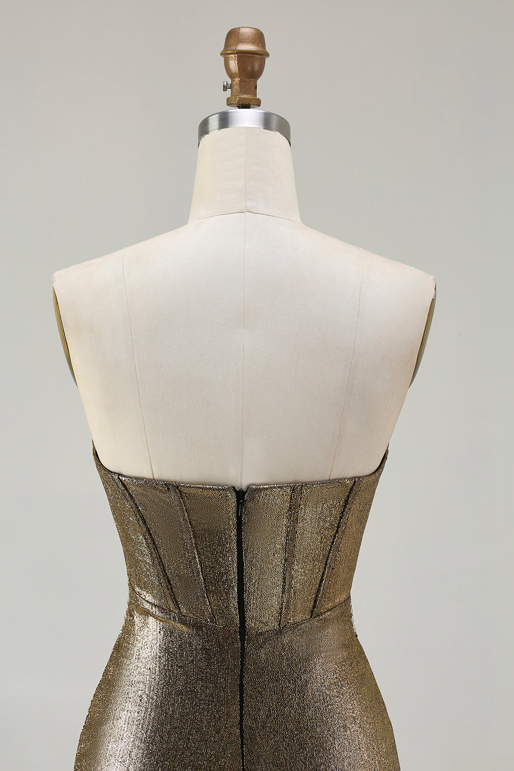 Sparkly Dark Golden Beaded Mermaid Corset Long Prom Dress