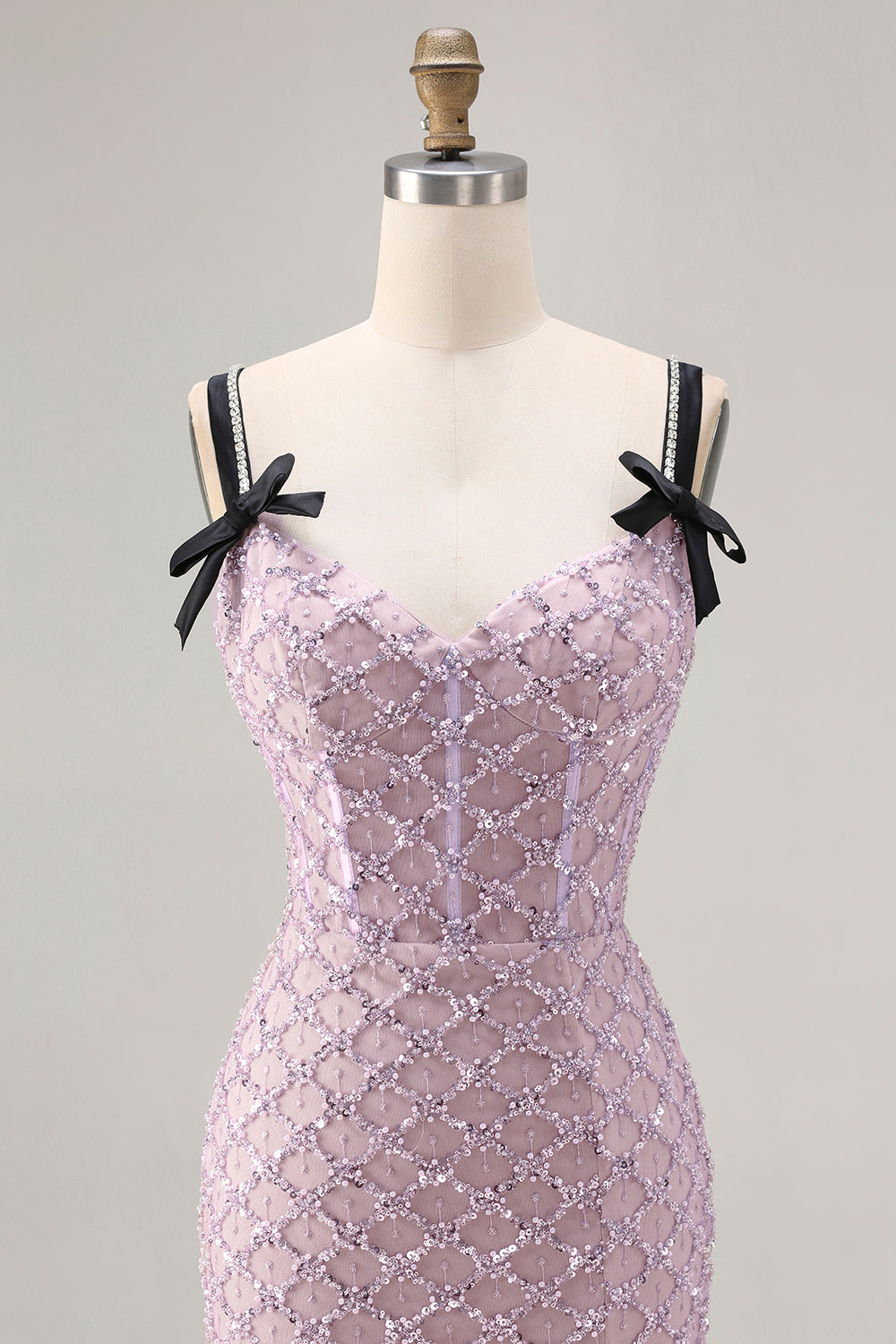 Sparkly Lilac Mermaid Sequins Long Prom Dress with Slit