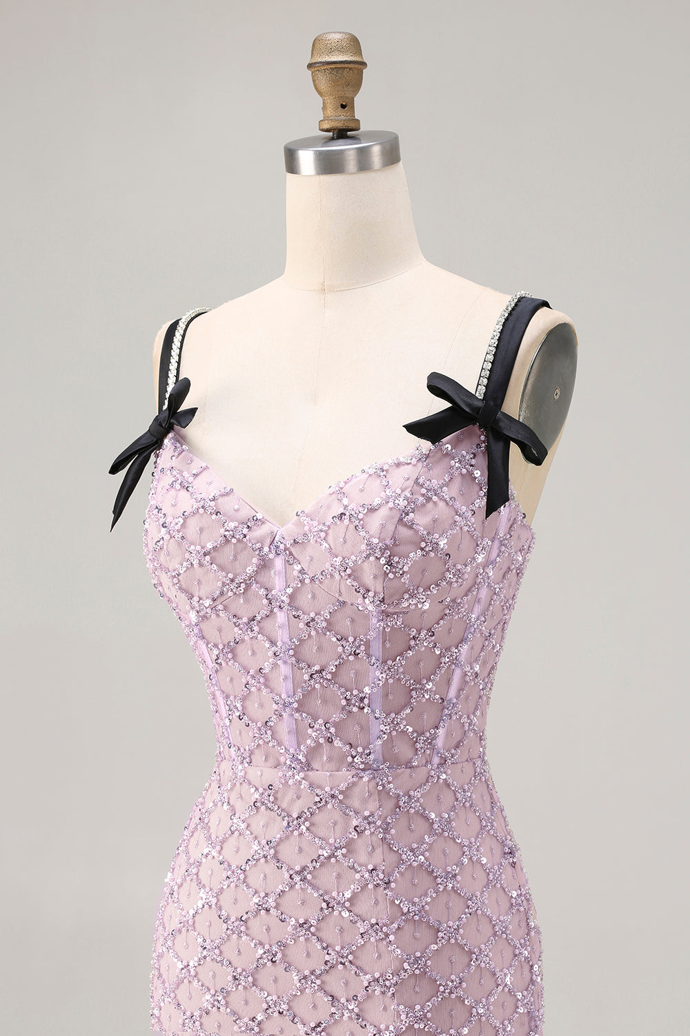 Sparkly Lilac Mermaid Sequins Long Prom Dress with Slit