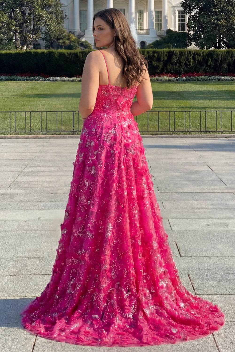 fuchsia corset prom dress Luuvis Princess A Line Sweetheart Fuchsia Corset Prom Dress with Appliques Ruffles