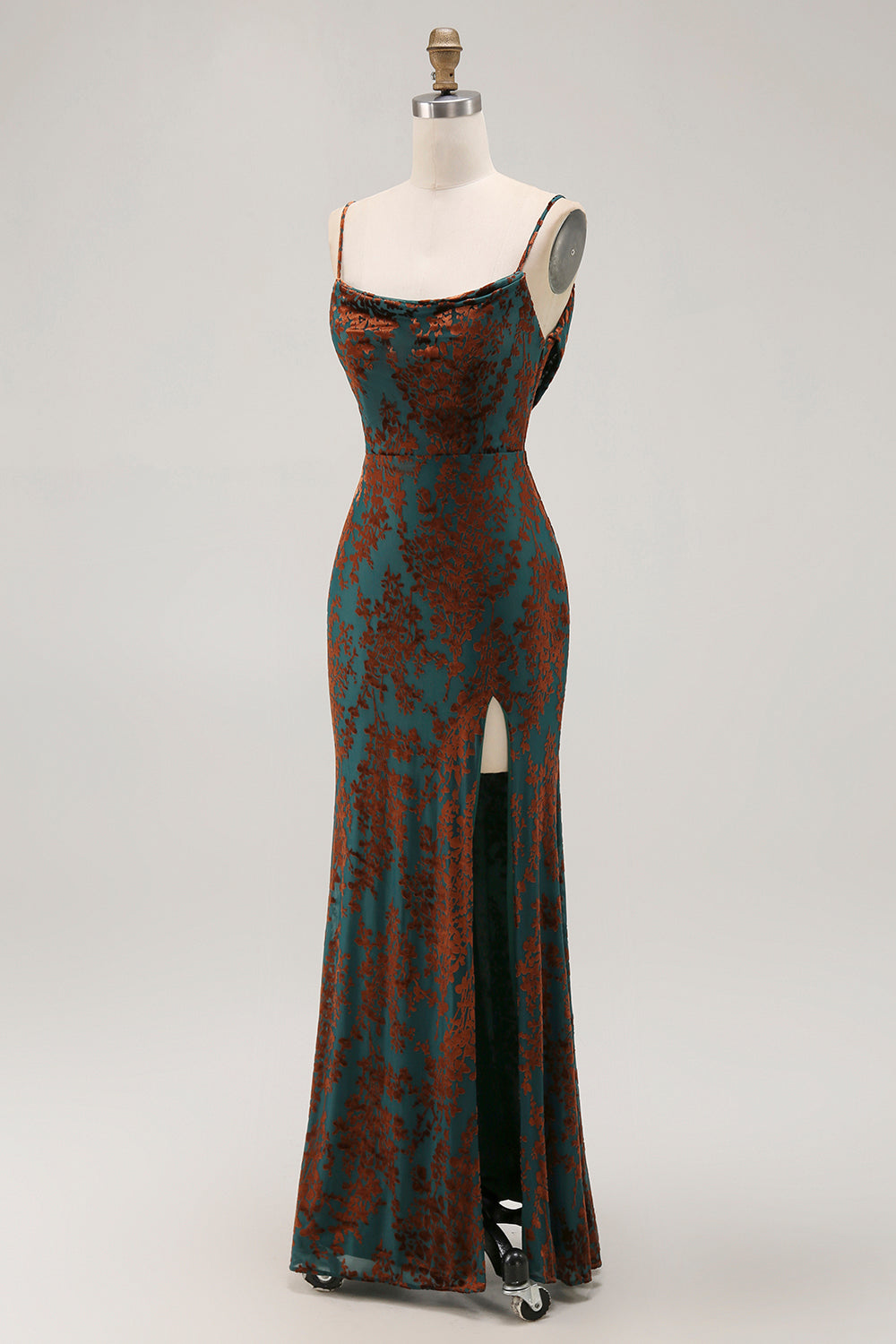 Dark Green Mermaid Velvet Long Wedding Guest Dress with Slit