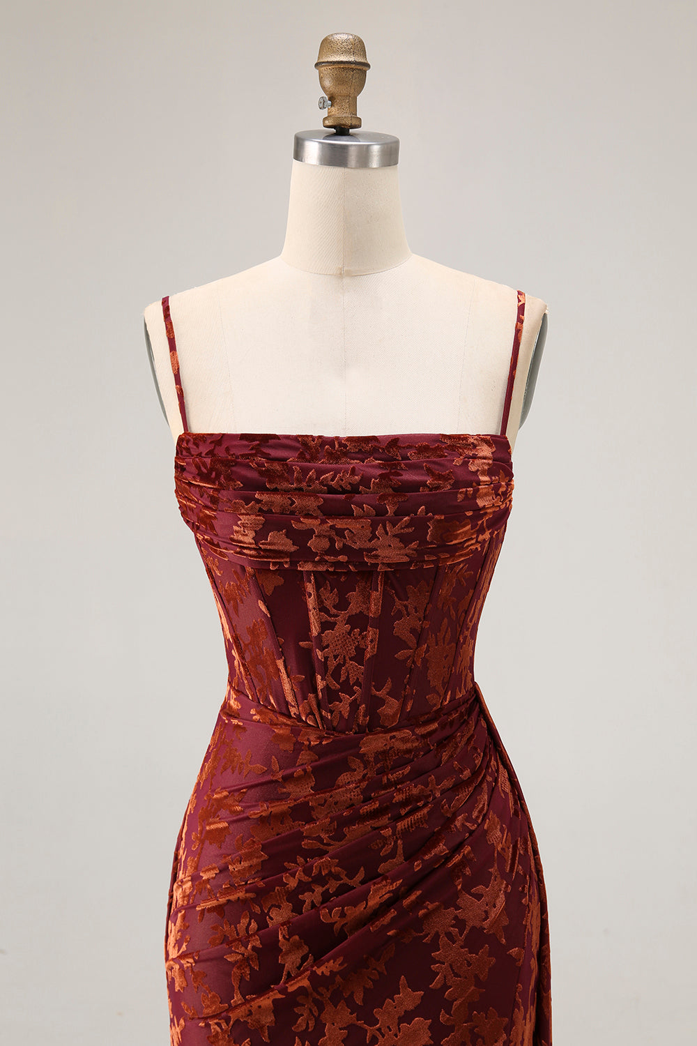 Zapakasa Women Burgundy Corset Velvet Long Wedding Guest Dress with Slit Spaghetti Straps Mermaid Floral Bridesmaid Dress with Side Cape Zapakasa Women Burgundy Corset Velvet Long Wedding Guest Dress with Slit Spaghetti Straps Mermaid Floral Bridesmaid Dress with Side Cape