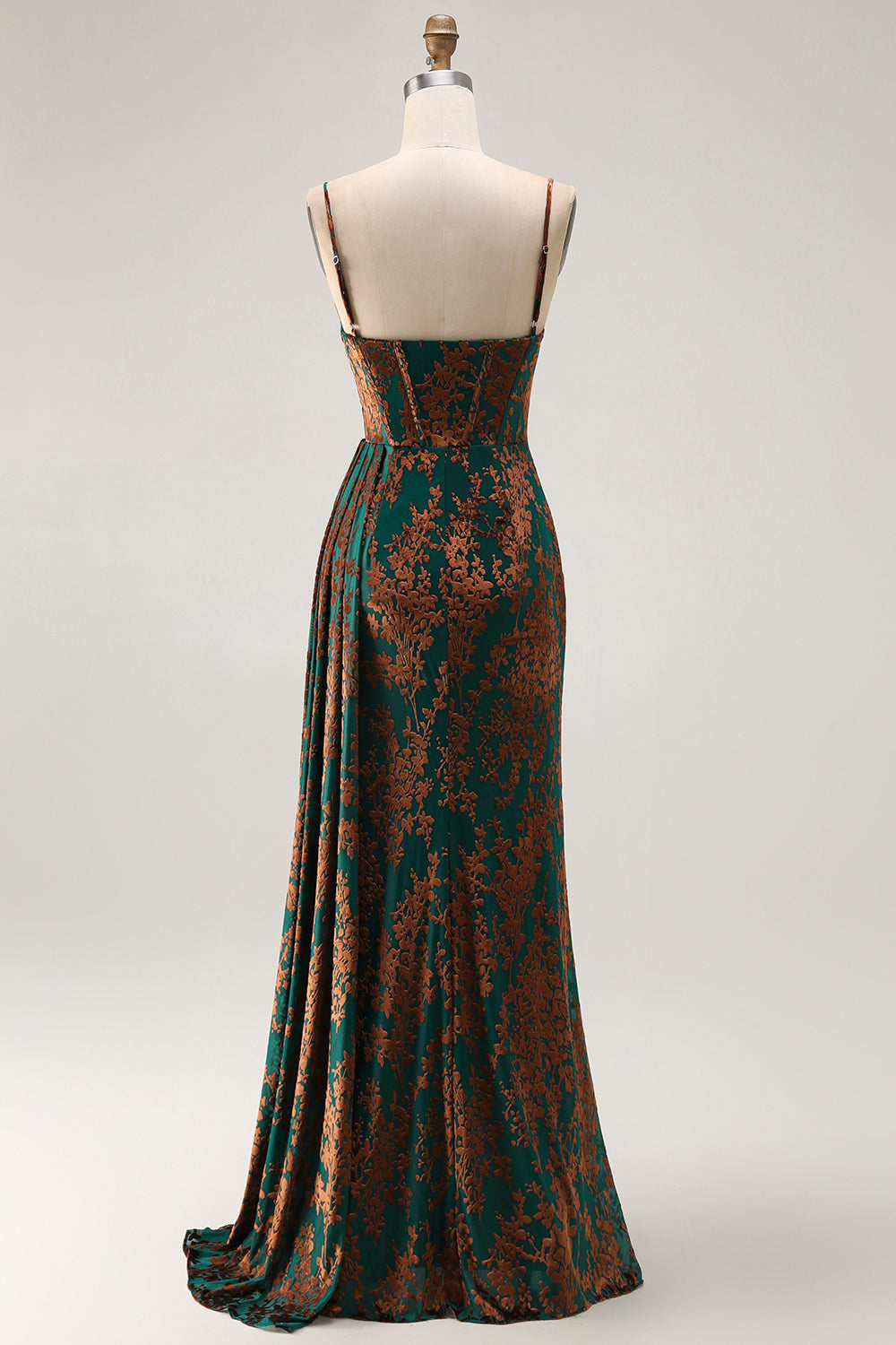 Zapakasa Women Dark Green Floral Long Corset Wedding Guest Dress with Slit Velvet Spaghetti Straps Mermaid Bridesmaid Dress with Side Cape Zapakasa Women Dark Green Floral Long Corset Wedding Guest Dress with Slit Velvet Spaghetti Straps Mermaid Bridesmaid Dress with Side Cape