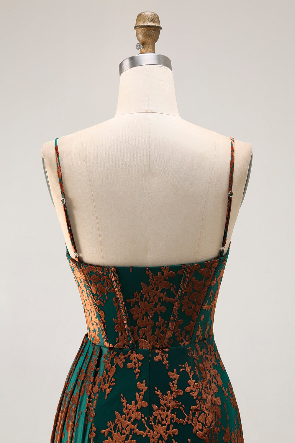 Burgundy Corset Spaghetti Straps Velvet Long Wedding Guest Dress with Slit