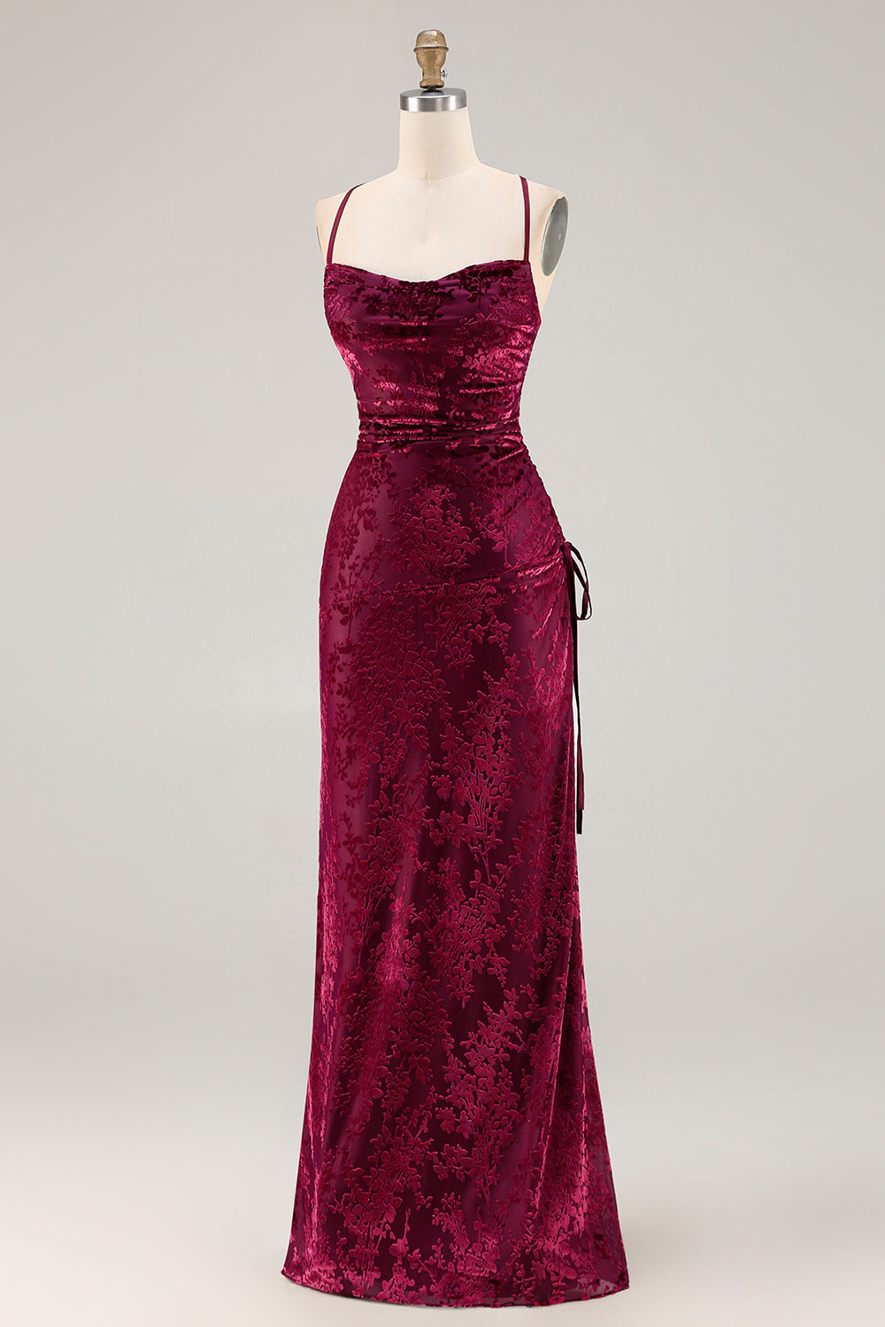 Zapakasa Women Dark Green Velvet Floral Long Bridesmaid Dress Spaghetti  Straps Sheath Lace Up Back Wedding Guest Dress