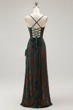 Dark Green Spaghetti Straps Sheath Long Velvet Bridesmaid Dress