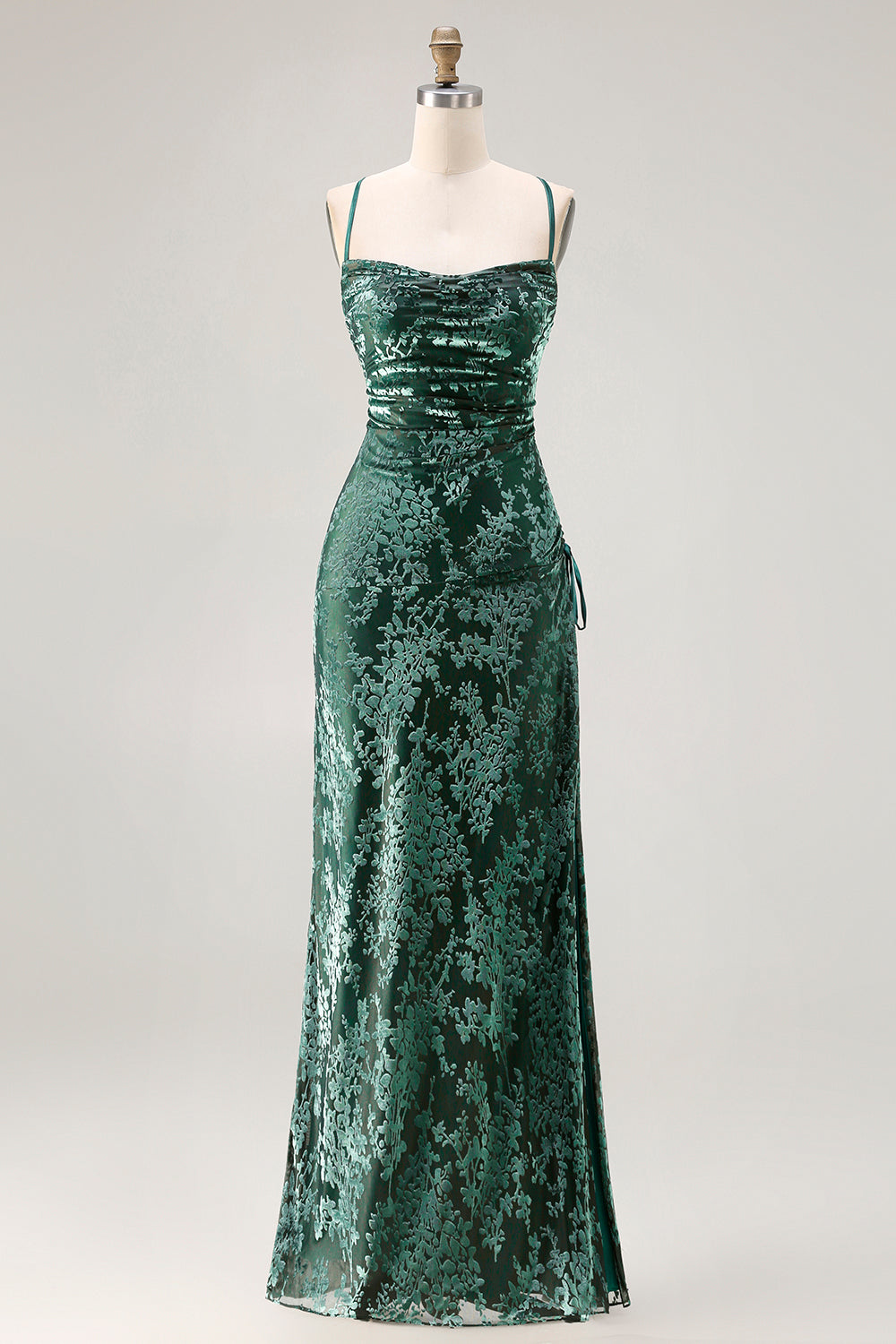 Zapaka Women Dark Green Long Prom Dress Spaghetti Straps Burnout Velvet Bridesmaid Dress, Dark Green / US26W Zapaka Women Dark Green Long Prom Dress Spaghetti Straps Burnout Velvet Bridesmaid Dress, Dark Green / US26W