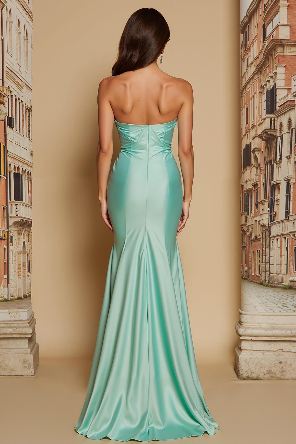 Zapakasa Women Mint Green Satin Mermaid Long Bridesmaid Dress Sweetheart Wedding Guest Dress with Slit Zapakasa Women Mint Green Satin Mermaid Long Bridesmaid Dress Sweetheart Wedding Guest Dress with Slit