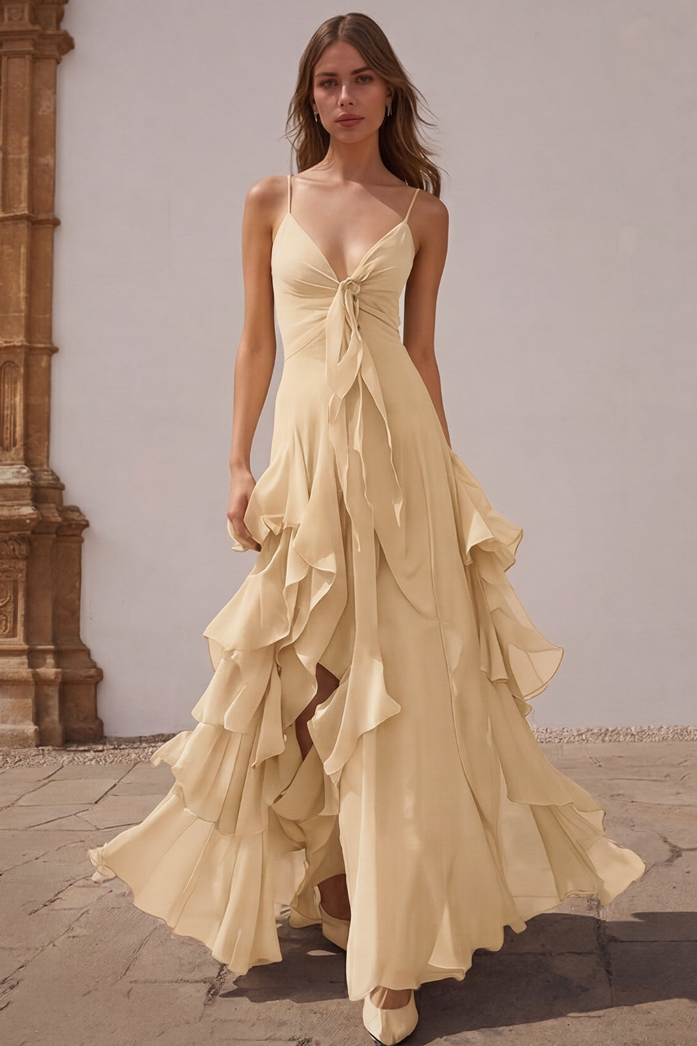 Zapakasa Women Dusty Blue Chiffon A Line Long Bridesmaid Dress With zapakasa-women-dusty-blue-chiffon-a-line-long-bridesmaid-dress-with