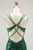 Sparkly Dark Green Corset Sequin Short Tight Homecoming Dress