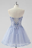 Sparkly Lavender Strapless Corset Short Homecoming Dress