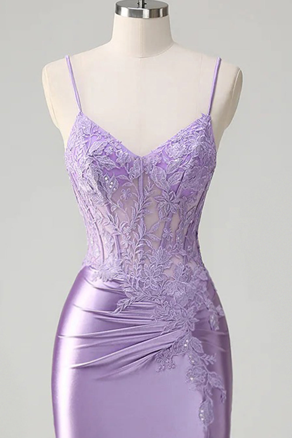 Lilac Floral Tight Corset Short Homecoming Dress with Slit