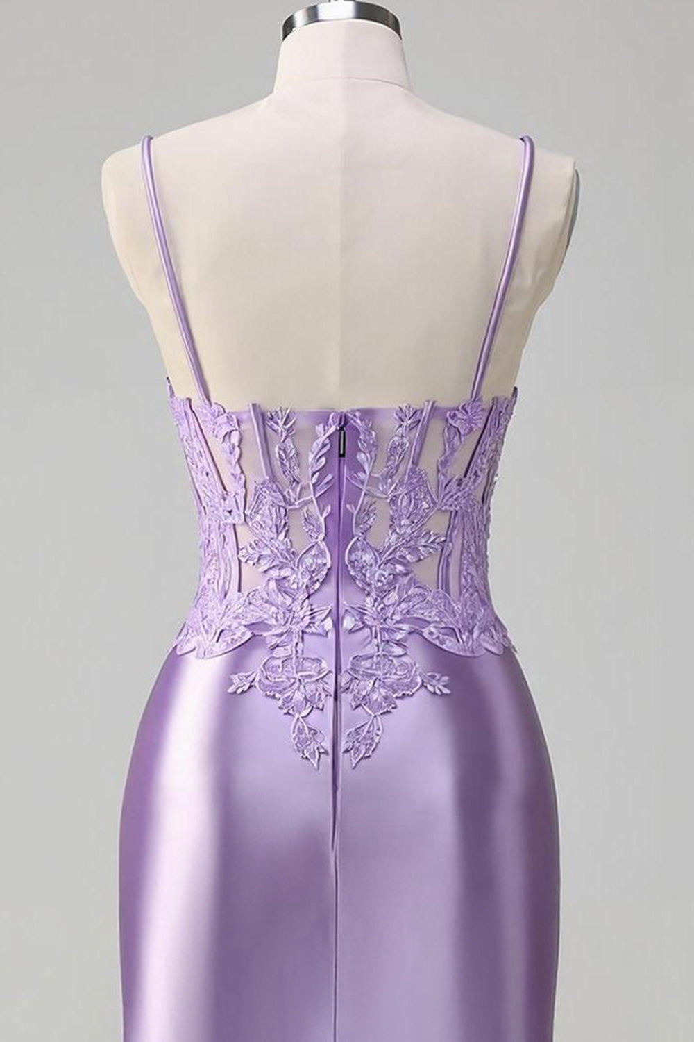 Lilac Floral Tight Corset Short Homecoming Dress with Slit