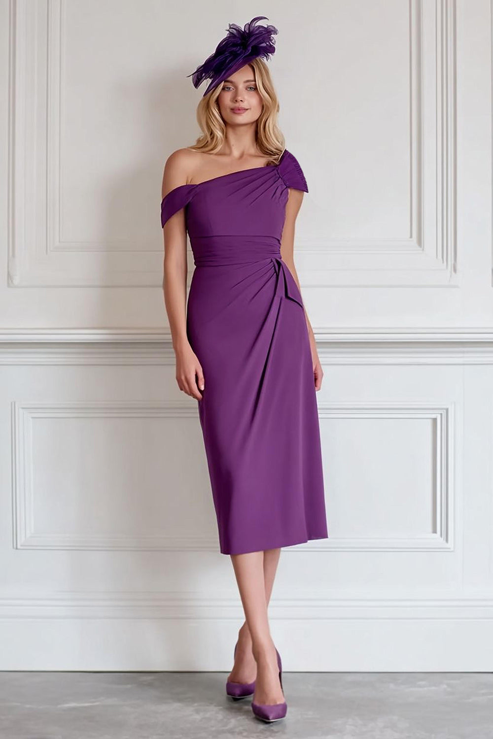 mother of the bride dresses tea length burgundy Liora Trendy A-Line Scoop Tea Length Mother of the Bride Dresses With Cape, Cabernet