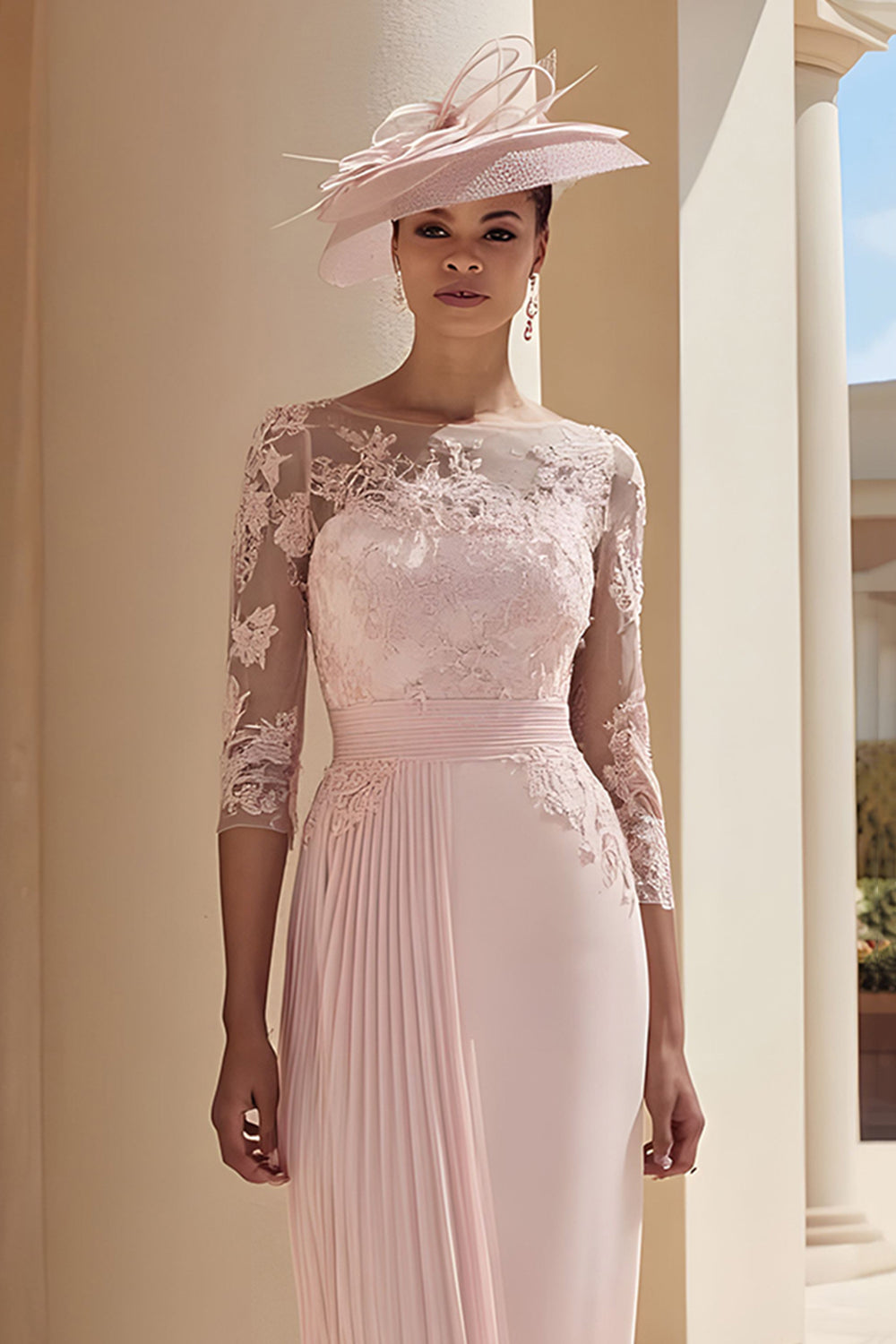 blush pink midi dress with sleeves Blush Pink Floral Puff Sleeve Midi Dress