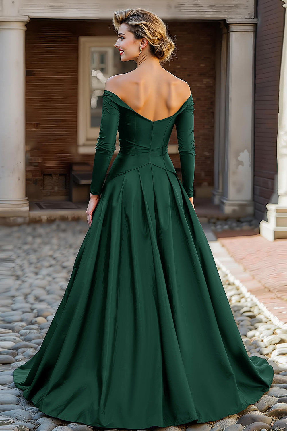 Zapakasa Women Plum Long Mother of the Bride Dress with Sleeves Off the Shoulder A Line Wedding Guest Dress with Pockets Zapakasa Women Plum Long Mother of the Bride Dress with Sleeves Off the Shoulder A Line Wedding Guest Dress with Pockets