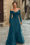 Cabernet A Line Long Chiffon Mother of the Bride Dress with Sleeves