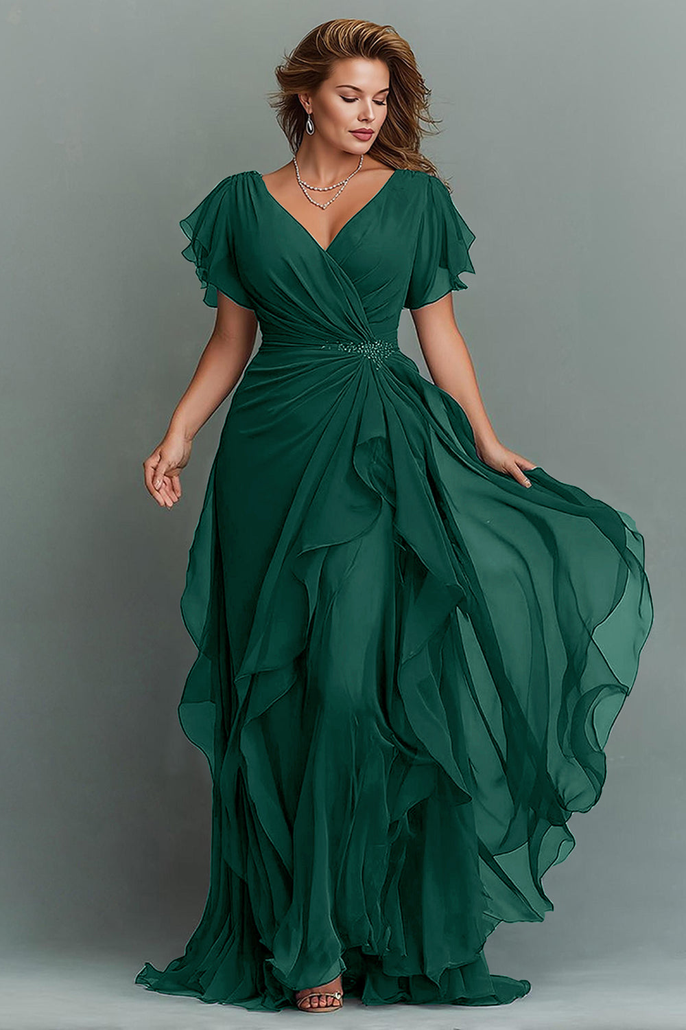 Zapakasa Women Navy Chiffon Long Mother of the Bride Dress with Ruffles Ruched A Line V-Neck Wedding Guest Dress Zapakasa Women Navy Chiffon Long Mother of the Bride Dress with Ruffles Ruched A Line V-Neck Wedding Guest Dress