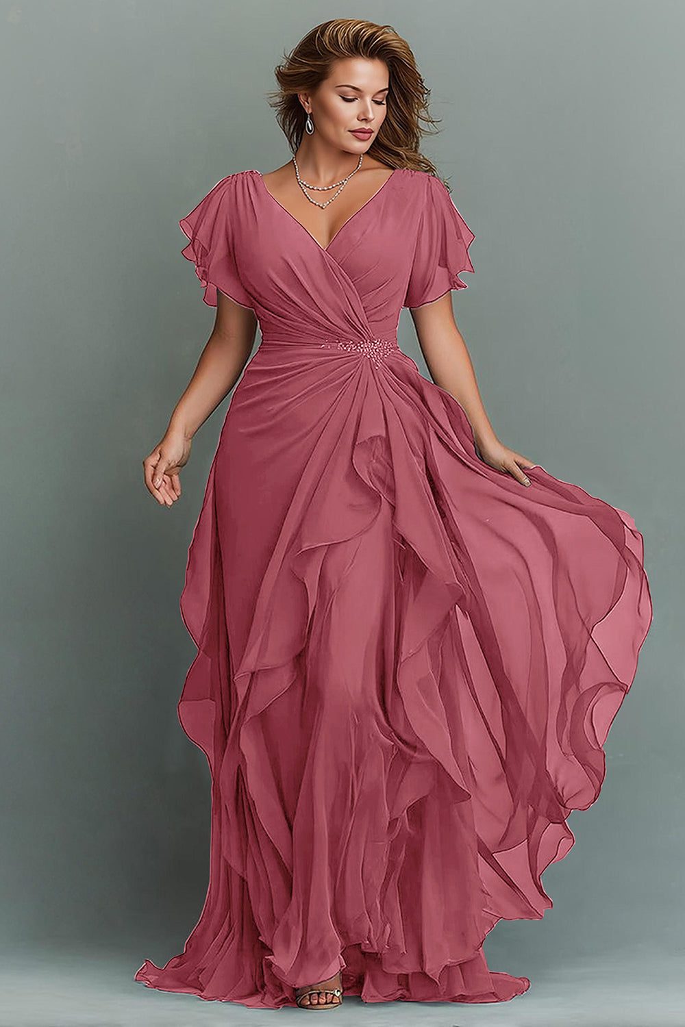 Zapakasa Women Navy Chiffon Long Mother of the Bride Dress with Ruffles Ruched A Line V-Neck Wedding Guest Dress Zapakasa Women Navy Chiffon Long Mother of the Bride Dress with Ruffles Ruched A Line V-Neck Wedding Guest Dress