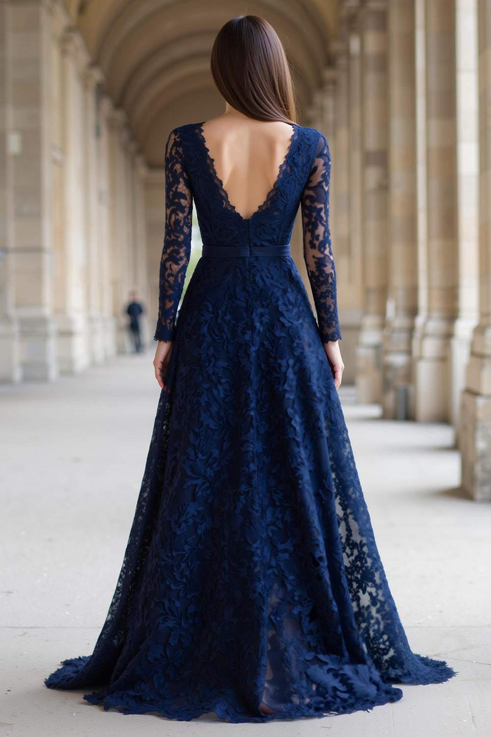Zapakasa Women Navy Long Sleeves A-Line Lace Long Mother of the Bride Dress V-Neck Long Sleeves Wedding Guest Dress Zapakasa Women Navy Long Sleeves A-Line Lace Long Mother of the Bride Dress V-Neck Long Sleeves Wedding Guest Dress