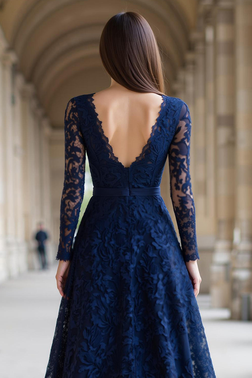 Zapakasa Women Navy Long Sleeves A-Line Lace Long Mother of the Bride Dress V-Neck Long Sleeves Wedding Guest Dress Zapakasa Women Navy Long Sleeves A-Line Lace Long Mother of the Bride Dress V-Neck Long Sleeves Wedding Guest Dress